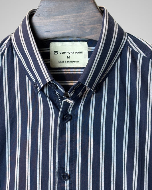 Dark Grey Blue Striped Shirt