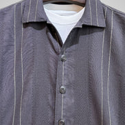 Dark Grey Vertical Stripe Overshirt