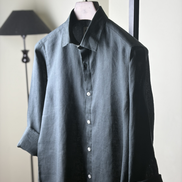 Dark bottle green solid Linen shirt