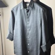 Dark bottle green solid Linen shirt