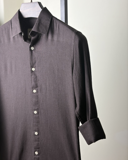 Dark coffee linen shirt