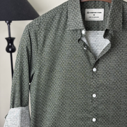 Dark green print shirt