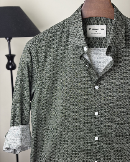 Dark green print shirt