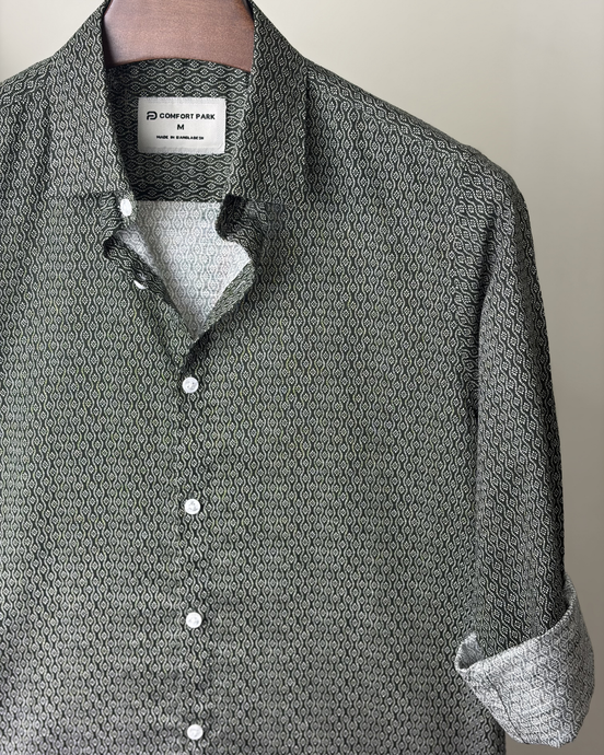 Dark green print shirt