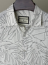 Ivory Palm-Line Print Stripe Textured Half Shirt