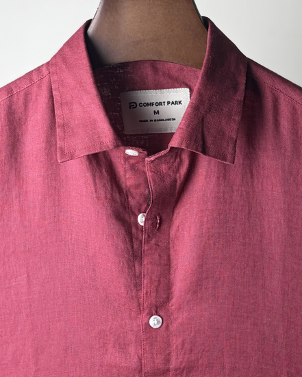 Light Maroon Solid Linen Shirt