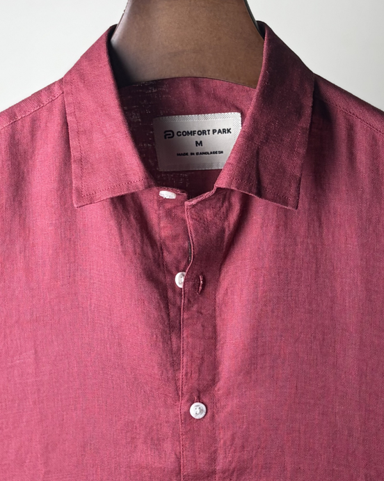 Light Maroon Solid Linen Shirt