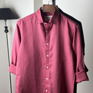 Light Maroon Solid Linen Shirt