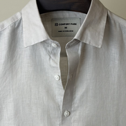 Light Beige Solid Linen Shirt