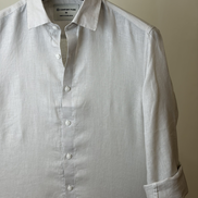 Light Beige Solid Linen Shirt