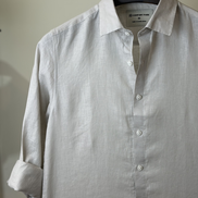 Light Beige Solid Linen Shirt