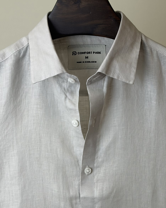Light Beige Solid Linen Shirt