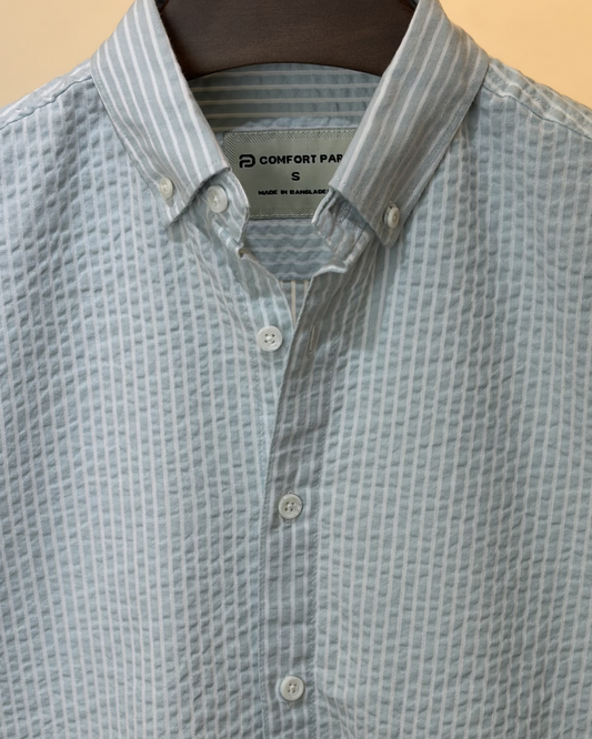 Light Blue Stripe Seersucker Shirt