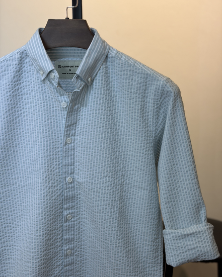 Light Blue Stripe Seersucker Shirt