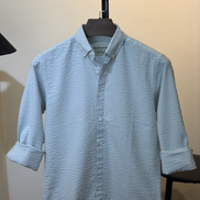 Light Blue Stripe Seersucker Shirt