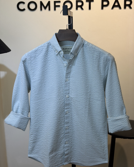 Light Blue Stripe Seersucker Shirt