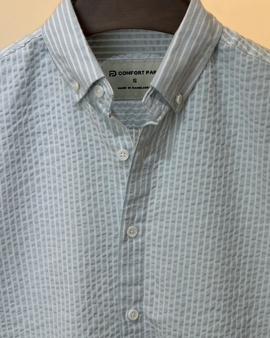 Light Blue Stripe Seersucker Shirt