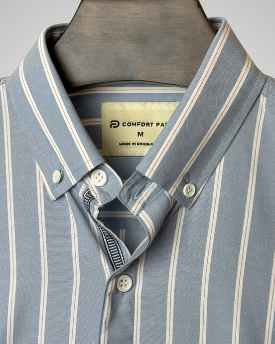 Light Blue Vertical Striped Men’s Shirt