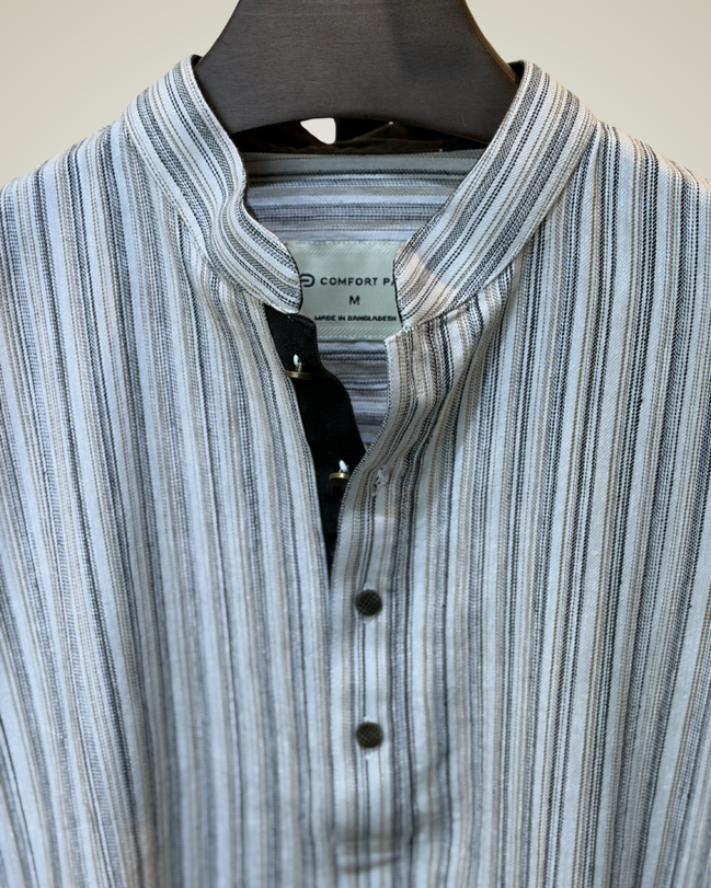 Light grey with multi-tone vertical stripes