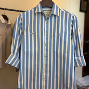 Blue & White Bold Striped Overshirt