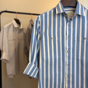 Blue & White Bold Striped Overshirt