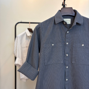 Men's Charcoal Grey Pinstripe Overshirt