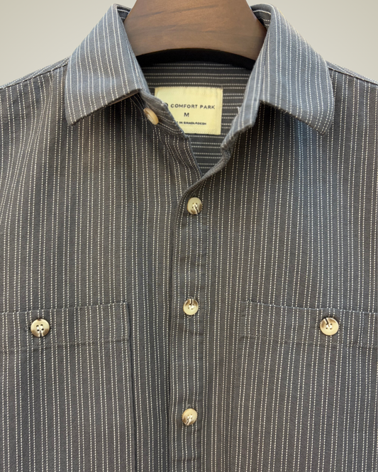 Men's Charcoal Grey Pinstripe Overshirt