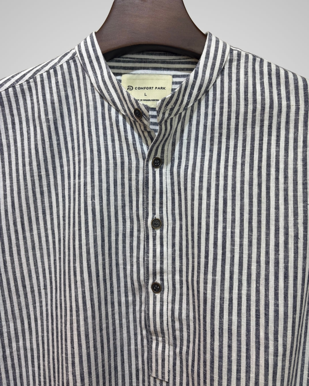 Charcoal Grey Striped Band Collar Katua