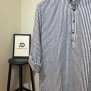 Charcoal Grey Striped Band Collar Katua