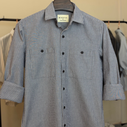 Charcoal Grey & White Pinstripe Overshirt