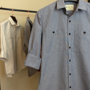 Charcoal Grey & White Pinstripe Overshirt