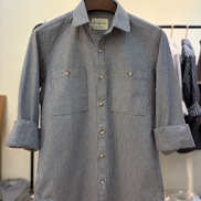 Grey & White Striped Overshirt
