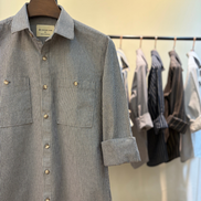 Grey & White Striped Overshirt