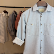 Light Blue & White Striped Overshirt