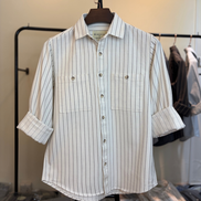 Off-White & Black Striped Overshirt