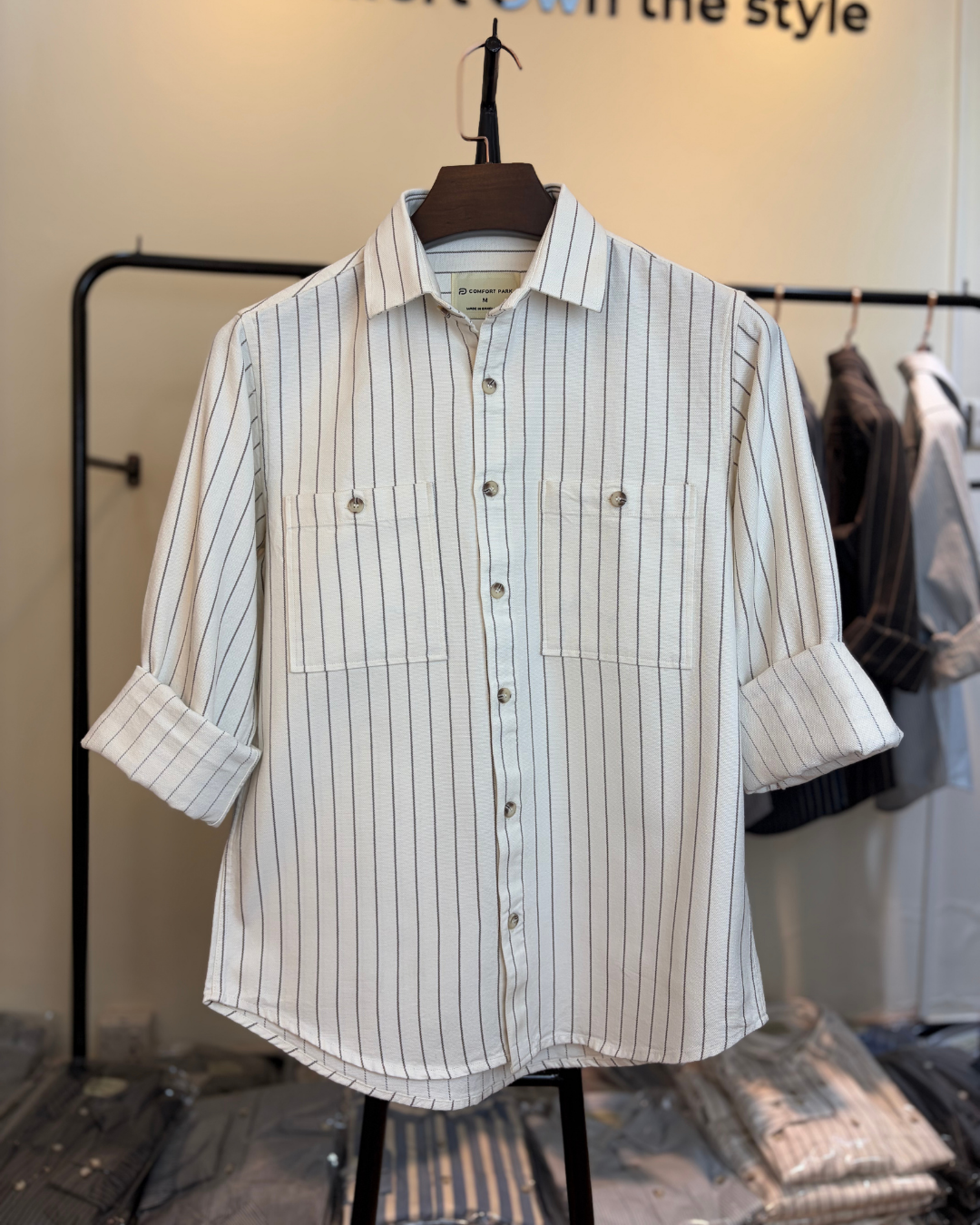 Off-White & Black Striped Overshirt