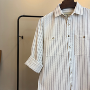 Off-White & Black Striped Overshirt