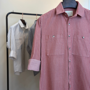 Rust Red & White Striped Overshirt