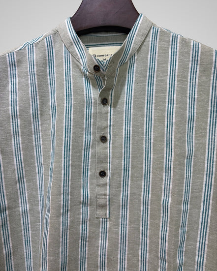 Heather Grey Striped Classic Collar Katua