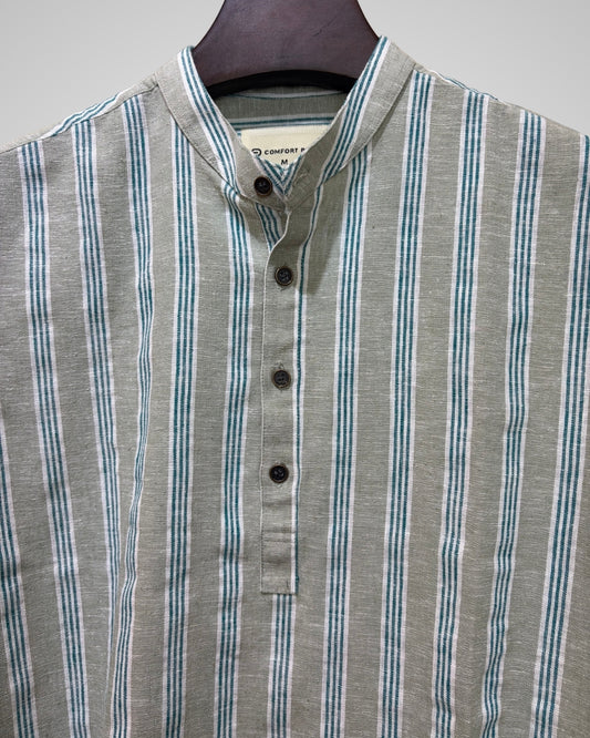 Heather Grey Striped Classic Collar Katua