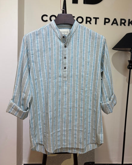 Heather Grey Striped Classic Collar Katua