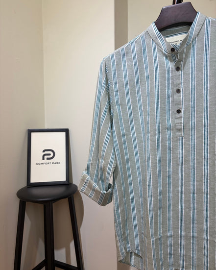 Heather Grey Striped Classic Collar Katua