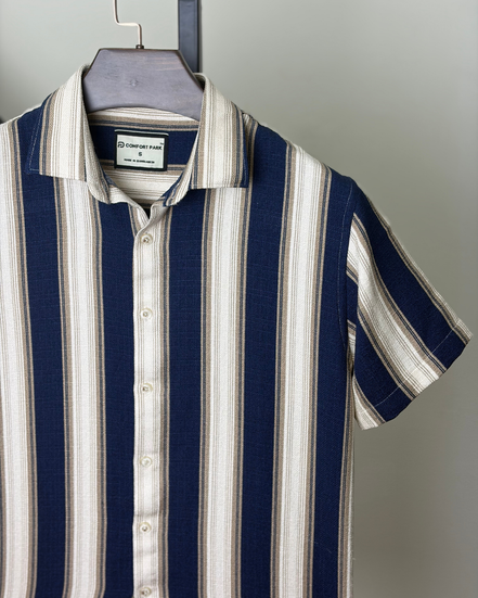 Navy Multi-Stripe Half Shirt