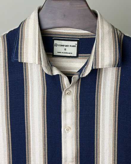 Navy Multi-Stripe Half Shirt