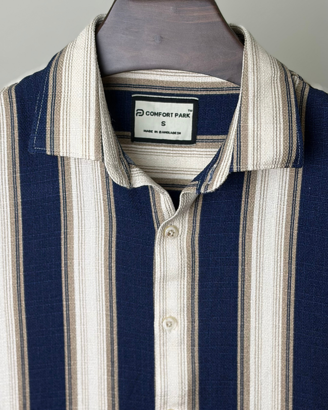 Navy Multi-Stripe Half Shirt