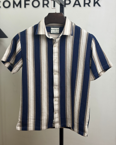 Navy Multi-Stripe Half Shirt