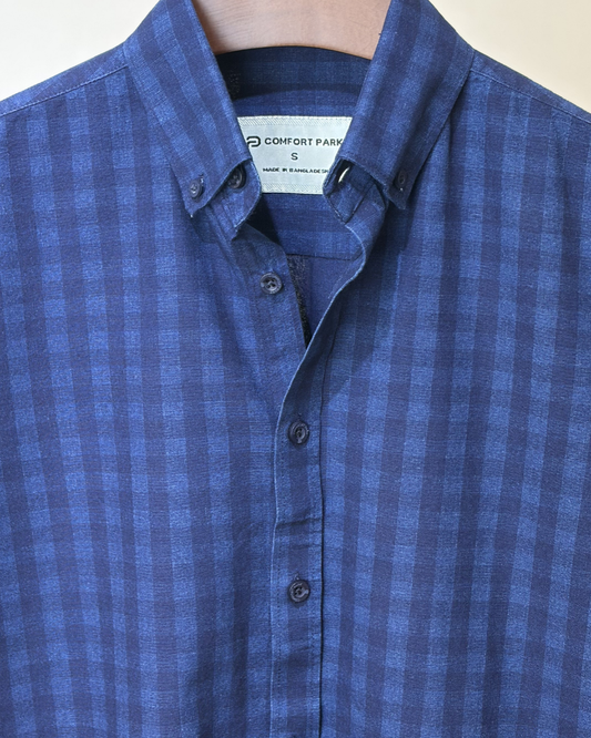 Navy Blue Check Shirt