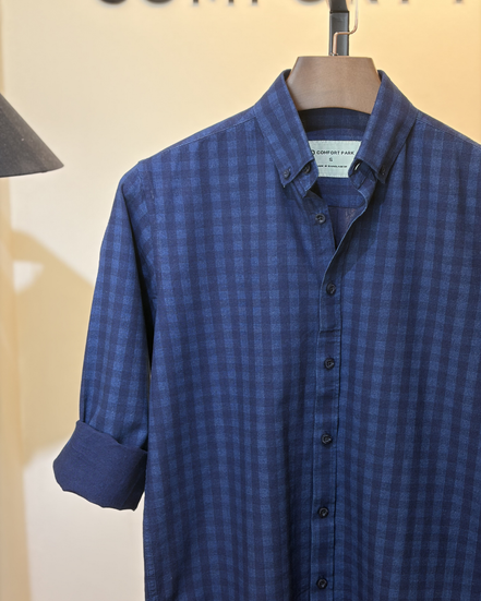 Navy Blue Check Shirt