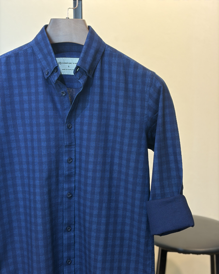Navy Blue Check Shirt