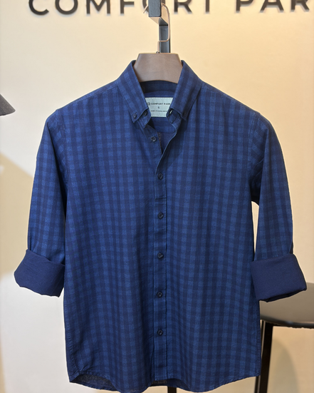 Navy Blue Check Shirt
